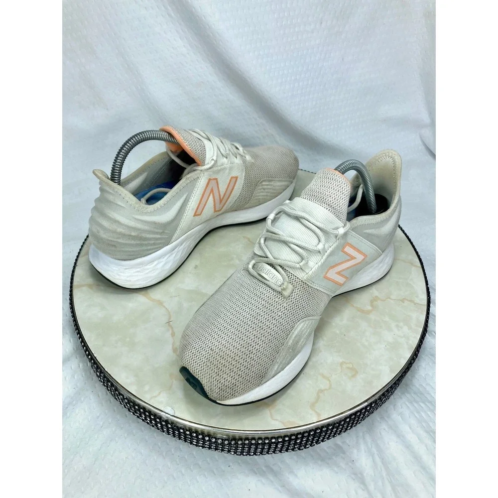 New Balance Fresh Foam Roav Running Shoes Women 9.5 Cream Peach Sporty Sneakers
